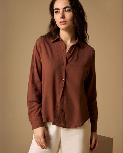 Camisa Café Visón Manga Larga