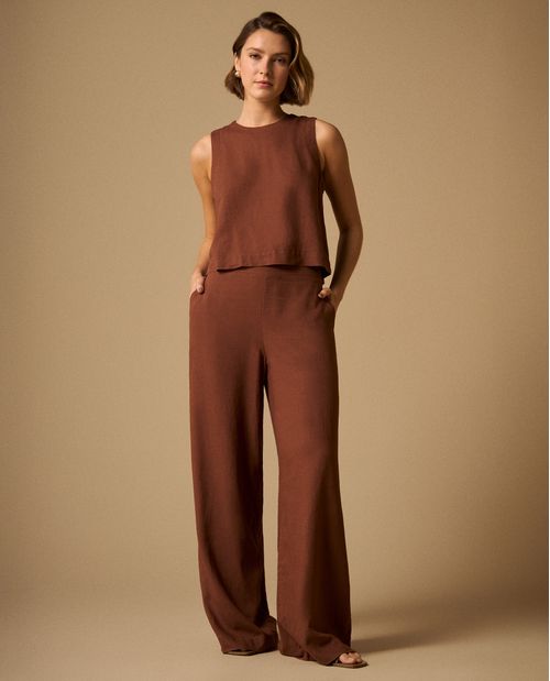Pantalón Wide Leg en Café Visón