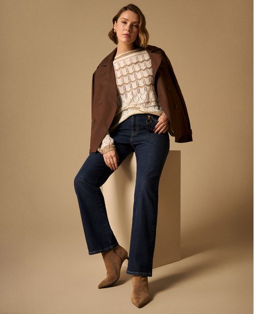 Jean Straight Azul con Detalles Dorados