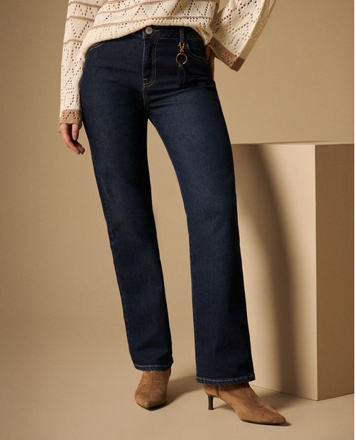 Jean Straight Azul con Detalles Dorados