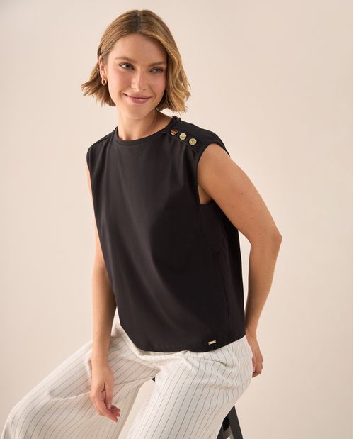 Camiseta Rayas con Botones Dorados