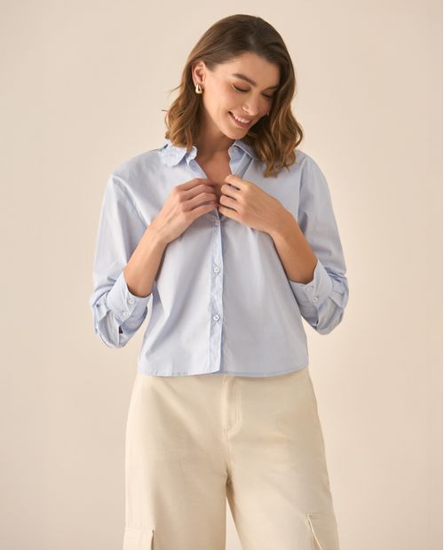 Camisa con diseño de flores en el cuello para mujer