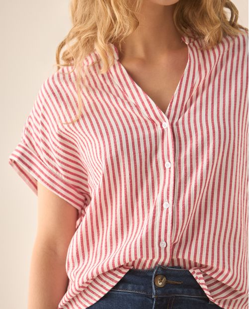 Camisa cuello neru a rayas para mujer
