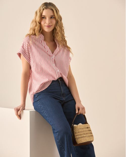 Camisa cuello neru a rayas para mujer