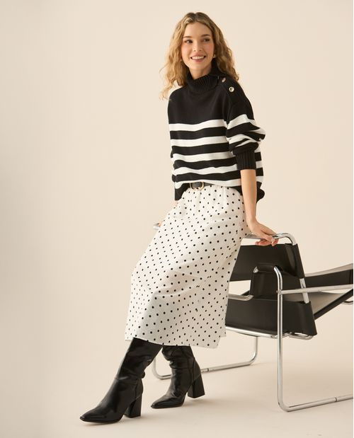 Falda midi de tela fluida para mujer