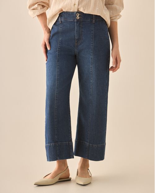 Jean de largo cropped tono medio para mujer