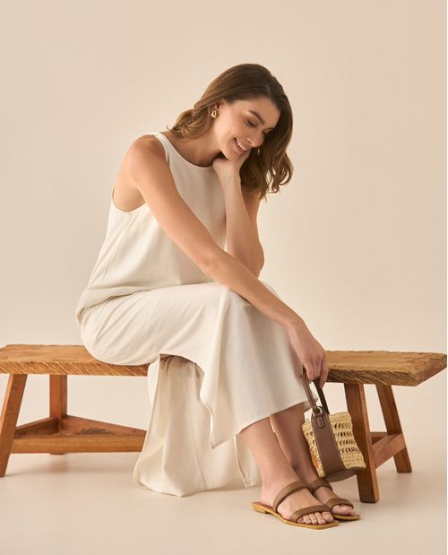 Vestido largo manga sisa para mujer