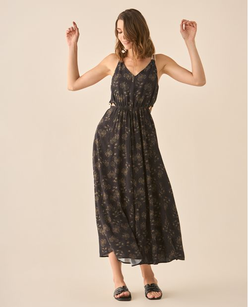 Vestido largo con mini aberturas laterales para mujer