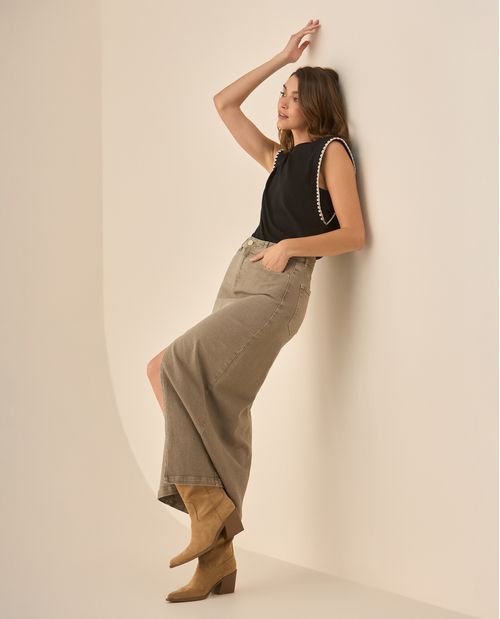 Falda larga cinco bolsillos para mujer