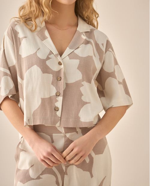 Camisa con estampado abstracto para mujer