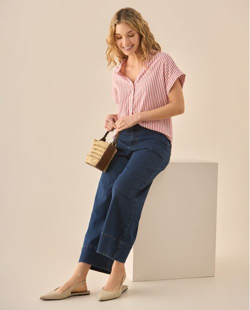 Jean Wide Leg cropped para mujer