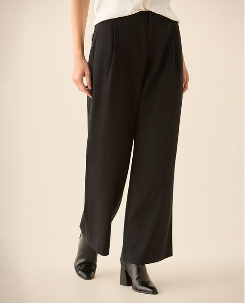 Pantalón bota recta con bolsillos de ribete en posterior para mujer