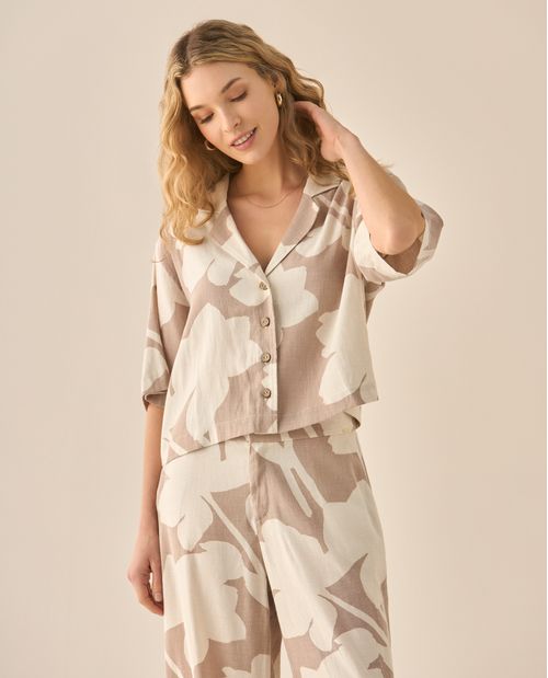 Camisa con estampado abstracto para mujer