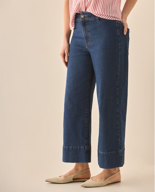 Jean Wide Leg cropped para mujer