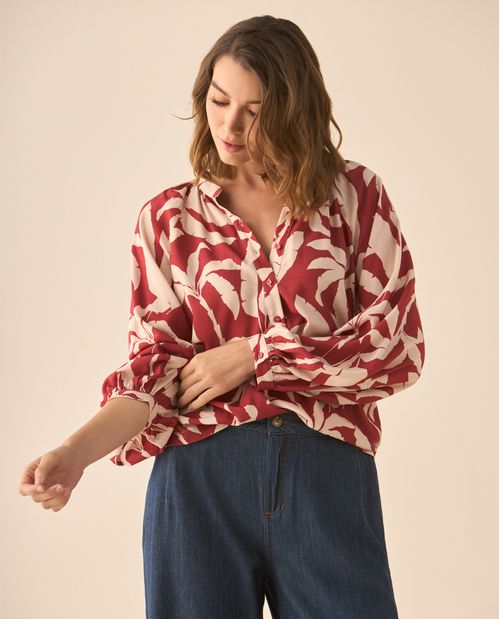 Camisa con media perilla de botones para mujer