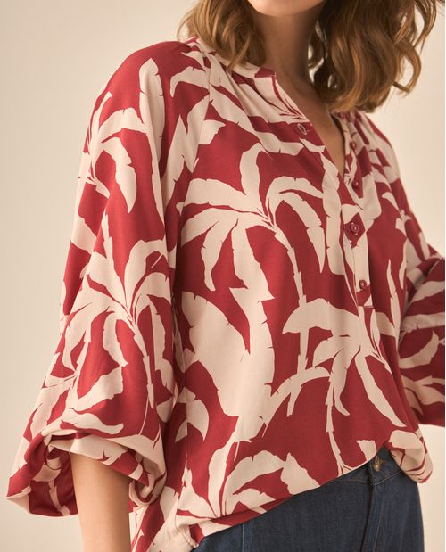 Camisa con media perilla de botones para mujer