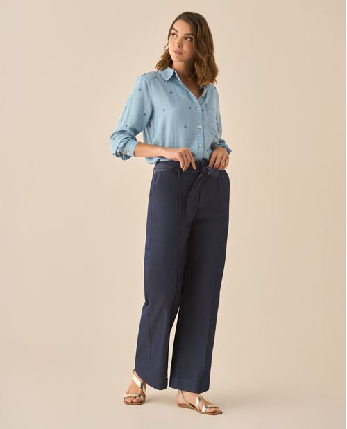 Pantalón de bota recta y tiro súper alto para mujer