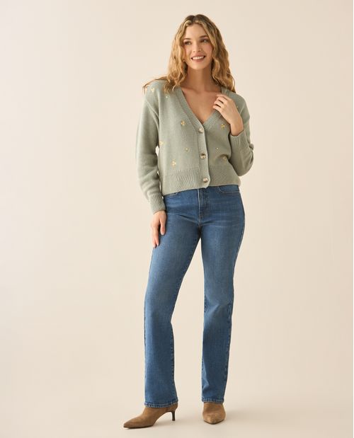 Jean straight fit tono medio para mujer