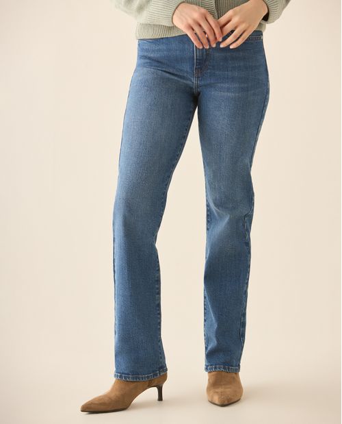 Jean straight fit tono medio para mujer