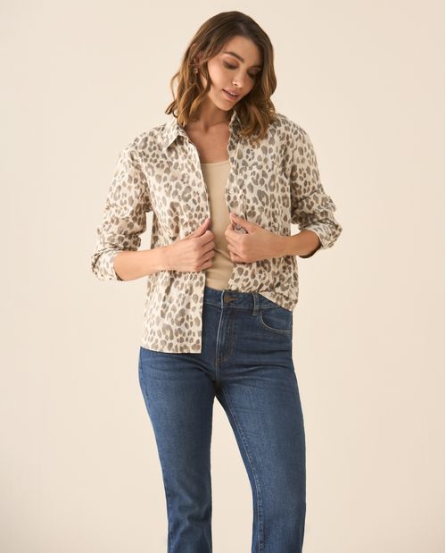 Camisa manga larga cuello clásico para mujer