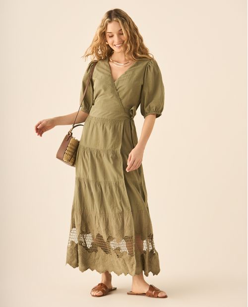 Vestido largo con bolero y bordados para mujer