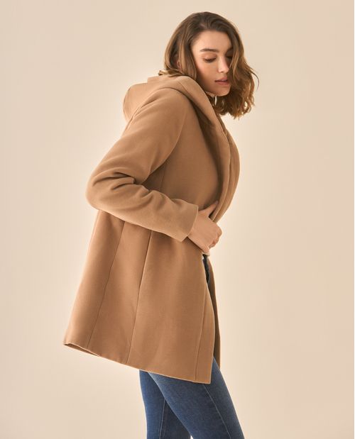 Abrigo largo afelpado para mujer