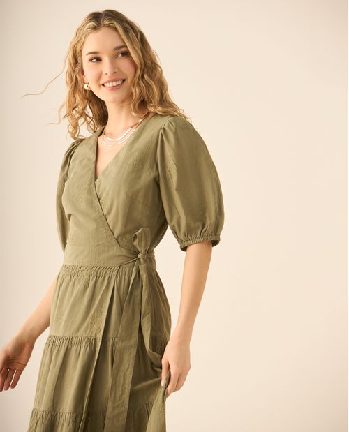 Vestido largo con bolero y bordados para mujer