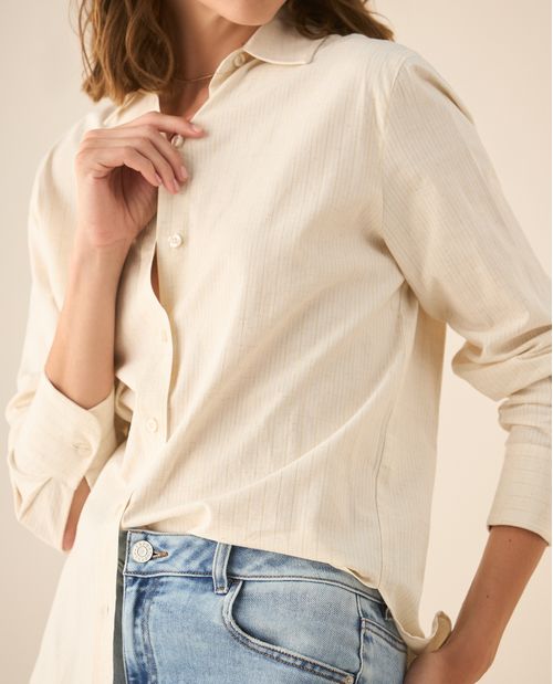 Camisa de rayas con brillo para mujer