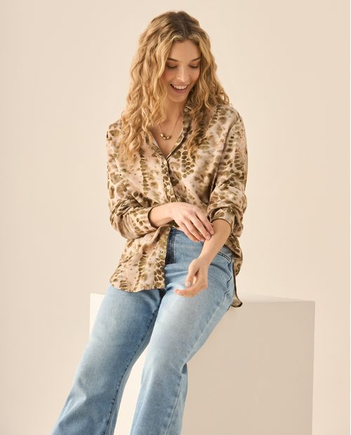 Camisa manga larga con estampado para mujer