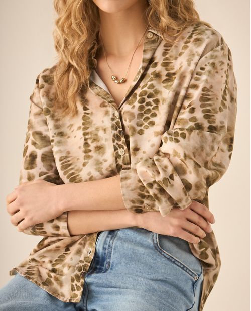 Camisa manga larga con estampado para mujer