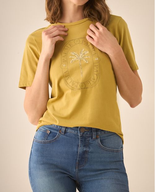 Camiseta con textura y estampado para mujer