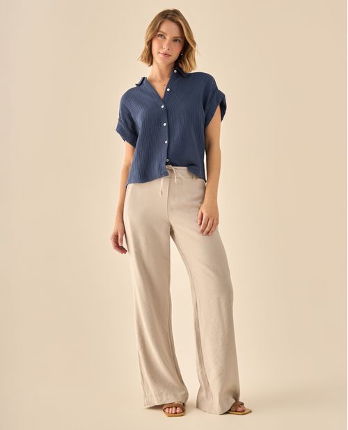 Pantalón Wide Leg con Cordón Ajustable