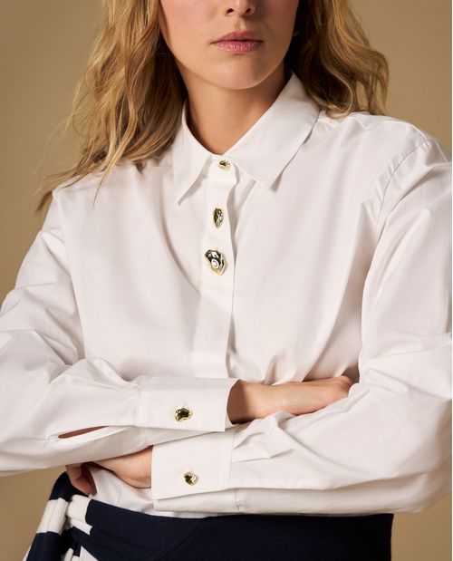 Camisa manga larga cuello camisero en algodón