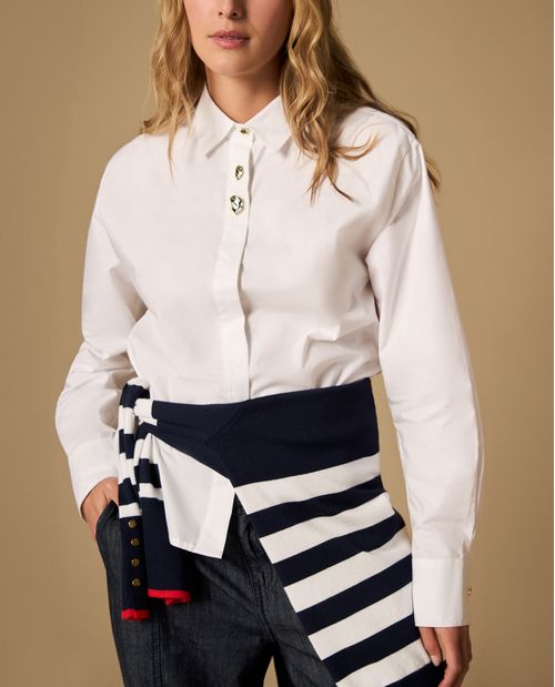 Camisa manga larga cuello camisero en algodón