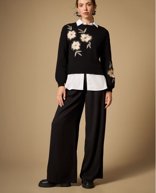 Pantalón palazzo tobillero de caída fluida