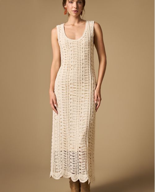 Vestido midi tejido manga sisa