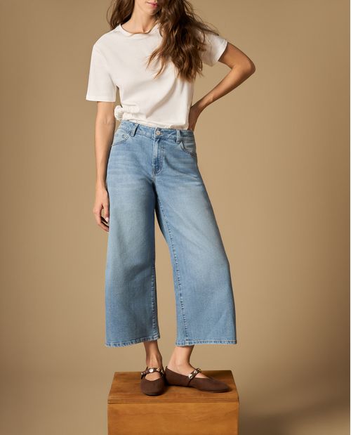 Jean culotte tiro medio silueta ancha