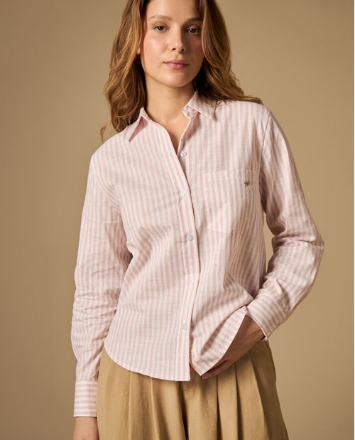 Camisa camisera manga larga con estampado a rayas