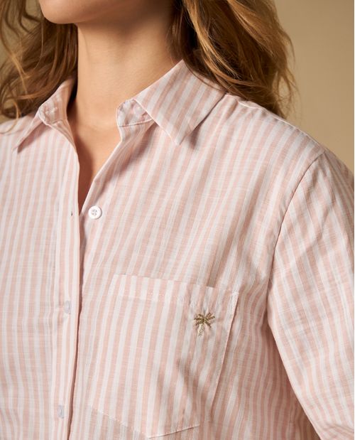 Camisa camisera manga larga con estampado a rayas