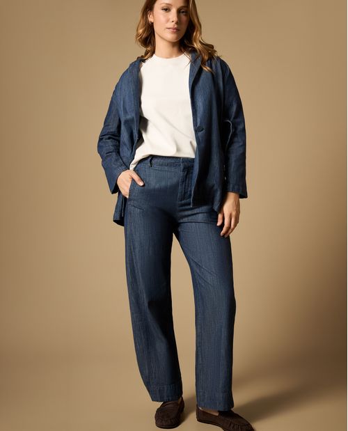 Jean wide leg tiro medio silueta amplia