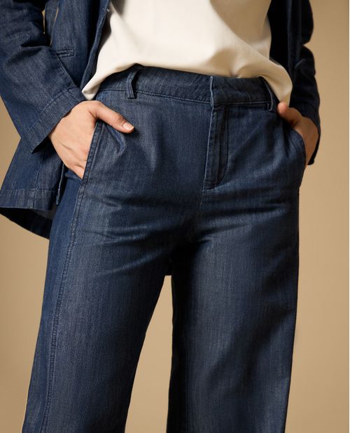 Jean wide leg tiro medio silueta amplia