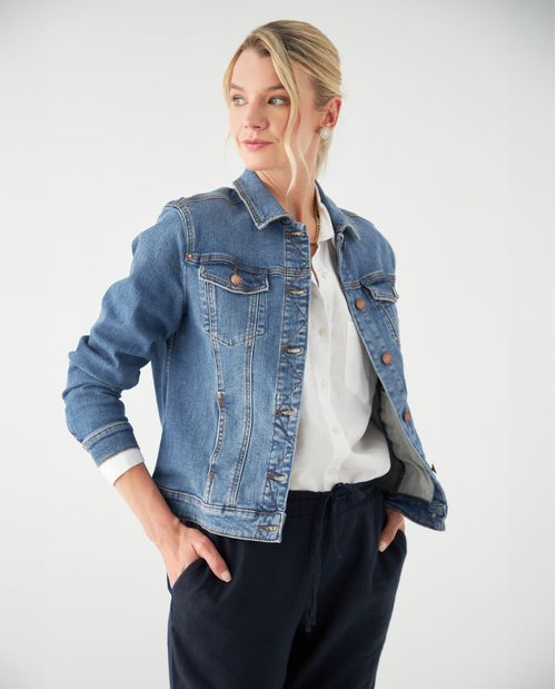 Chaqueta denim con bolsillos de parche