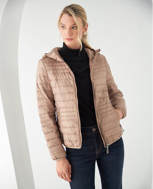 Chaqueta acolchada con capucha y cierre frontal