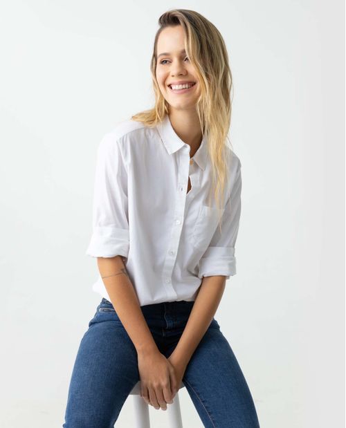 Camisa manga larga con bolsillo frontal