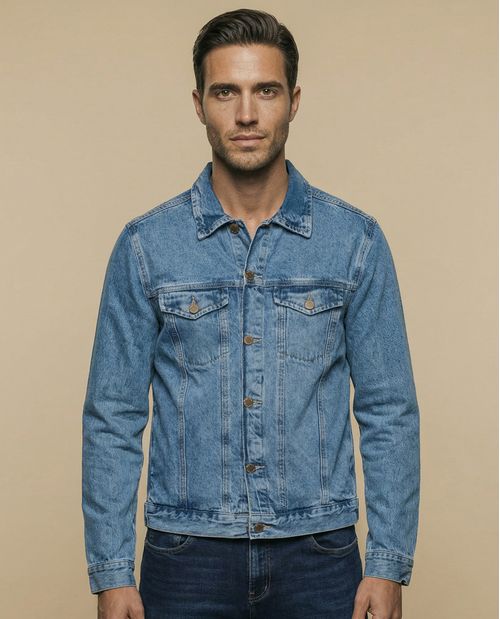 Chaqueta de denim con bolsillos frontales