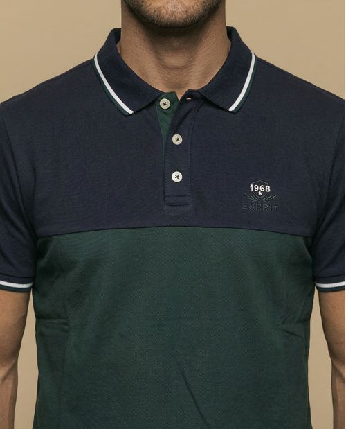 Polo con diseño de bloques y bordado en pecho