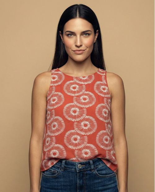 Camisa bordada manga sisa cuello redondo