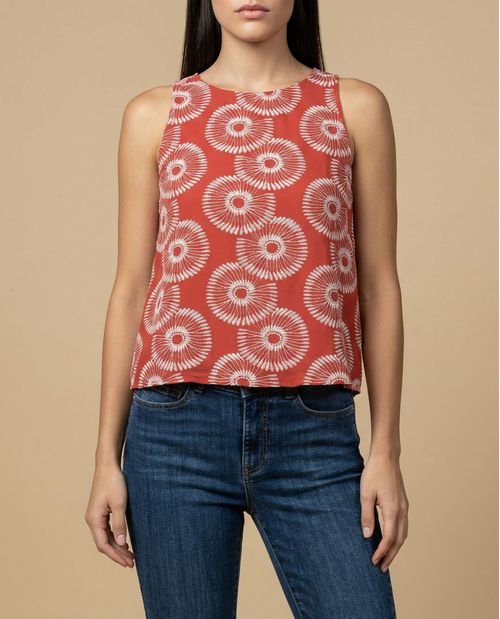 Camisa bordada manga sisa cuello redondo