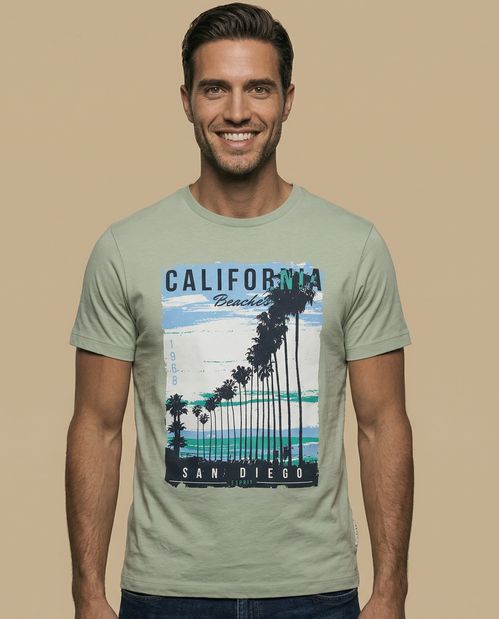 Camiseta estampada con gráfico de palmeras
