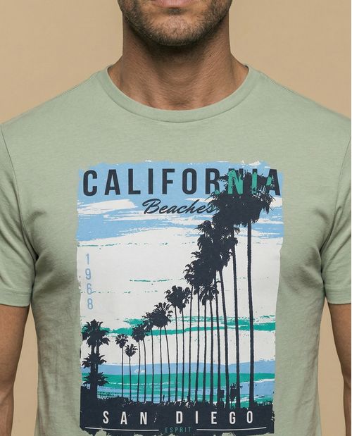 Camiseta estampada con gráfico de palmeras